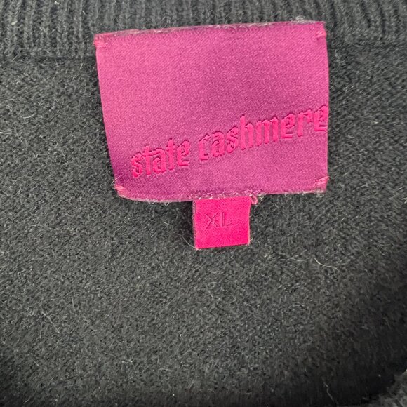 State Cashmere Mens V-neck Black Sweater Vest Size XL Preppy Academia Classic - Picture 3 of 7